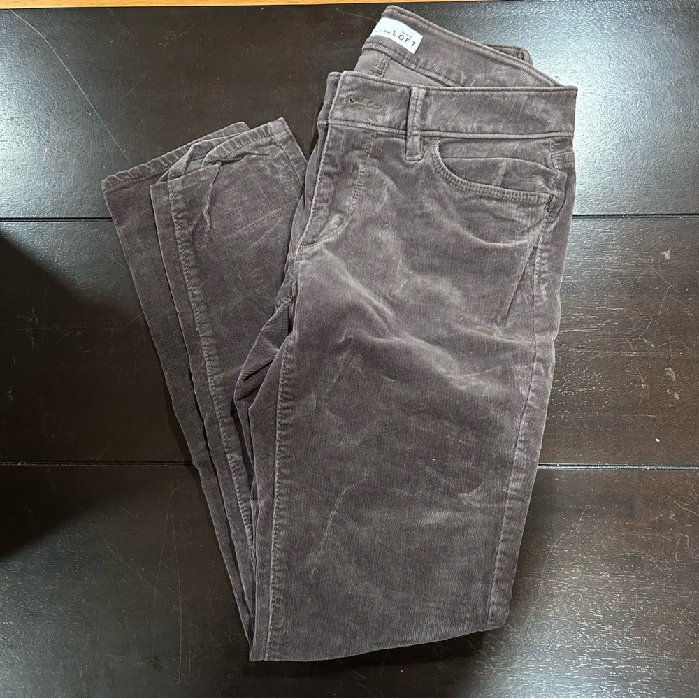 LOFT Low-Rise Brown Corduroy Pants